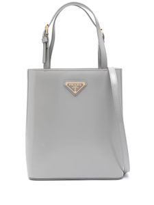 Prada sac à bandoulière en cuir à logo triangle - Gris