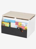 Kist voor boeken en speelgoed SERIE SCHOOL wit - hout - leisteen