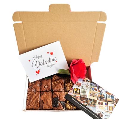 Valentijns Brownie Proeverij - 10 stuks (incl. roos)
