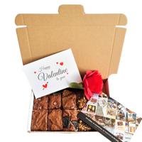 Valentijns Brownie Proeverij - 10 stuks (incl. roos)