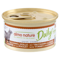 Almo Nature Dailymenu kat natvoer met blokjes kalkoen en kip 85gr Almo Nature Dailymenu kat natvoer met blokjes kalkoen en kip 85gr
