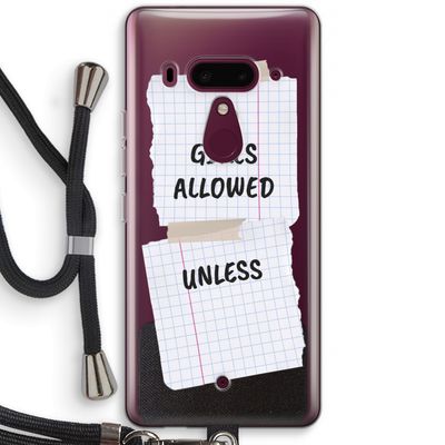 No Girls Allowed Unless: HTC U12+ Transparant Hoesje met koord