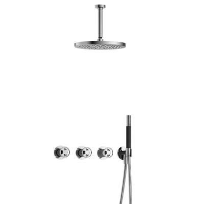 Hotbath Cobber - CW7067 - Inbouw Regendoucheset - Chroom - 2 Stopkranen - Thermostatisch - Plafondbuis 15 cm - Hoofddouche 300 mm - Ronde Handdouche - met M106 - Waterbesparend