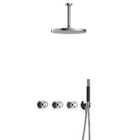 Hotbath Cobber - CW7067 - Inbouw Regendoucheset - Chroom - 2 Stopkranen - Thermostatisch - Plafondbuis 15 cm - Hoofddouche 300 mm - Ronde Handdouche - met M106 - Waterbesparend