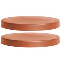 2x Stuks planten trolleys/multirollers rond terracotta kunststof 40 cm