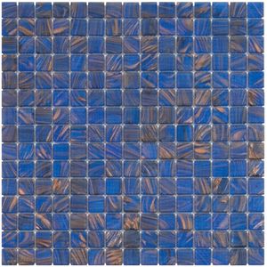 Tegelsample: The Mosaic Factory Amsterdam vierkante glasmozaïek tegels 32x32 medium blauw
