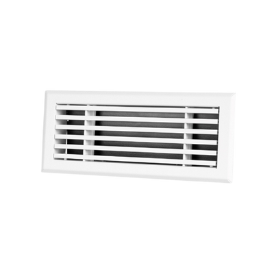 Vloerrooster Met Volumeregelaar - 254 X 102mm - Poederstructuur - Staal - Wit - Ral9003