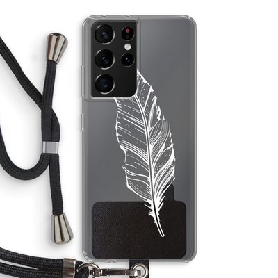 Pluim: Samsung Galaxy S21 Ultra Transparant Hoesje met koord