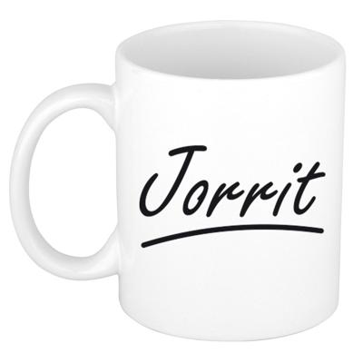 Jorrit Naam koffiemok - beker - met sierlijke letters - wit - 300 ml - Cadeau - Heren Jorrit Naam koffiemok - beker - met sierlijke letters - wit - 300 ml - Cadeau - Heren