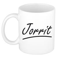 Jorrit Naam koffiemok - beker - met sierlijke letters - wit - 300 ml - Cadeau - Heren