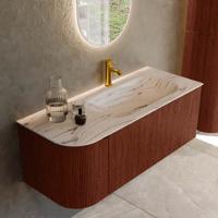 Badmeubel Mondiaz Kurve-Dlux | 115 cm | Meubelkleur Ruby | Wastafelkleur Nata | Solid surface | Wasbak rechter zijde spoelbak | 1 kraangat