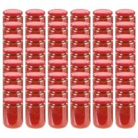 VidaXL Jampotten met rode deksels 48 st 230 ml glas