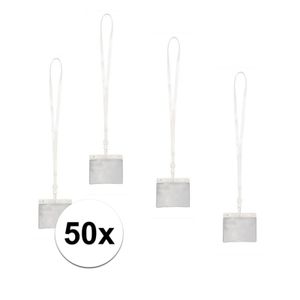 Multipack van 50x badgehouder met wit keycord per stuk