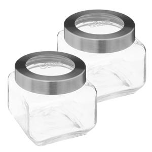 5Five voedsel voorraadpot MIRO met draaideksel - 2x - glas - 0.8L - 11 x 11 cm - weckpot