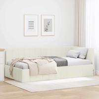 Hoekbedframe met hoofdeinde Crème 100 x 200 cm Fluweel