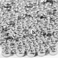 Creativ Company Letterkralen, d 7 mm, gatgrootte 1,2 mm, ca. 200 stuk, zilver, 21 gr/ 1 doos