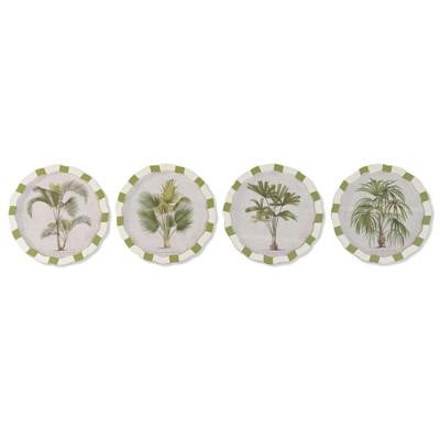 Schilderij Home ESPRIT Wit Groen Palmen Tropisch 30 x 2 x 30 cm (4 Stuks)