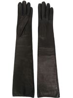 Manokhi gants longs en cuir - Noir