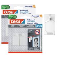 Tesa zelfklevende spijkers - 4x st - wit - draagkracht 0,5 kg - voor gevoelige oppervlakken