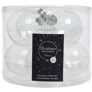 Decoris kerstballen - 8x st - transparant - 7 cm - glas - kerstversiering