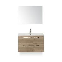 Seville Badmeubelset 80 cm - Natuur Eiken - Keramische Wastafel Wit Enjoy - met Spiegel