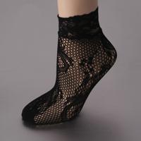 Sexy zwarte sok vrouwen meisjes dames zachte kant korte Ankle sokken fishnet (Splice 4)