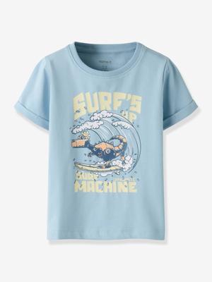 Ruimvallend t-shirt voor jongens met NAME IT-print lichtblauw