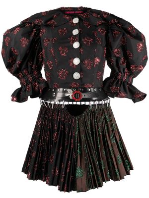 Chopova Lowena Mini-jurk met pofmouwen - Zwart