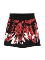 Neil Barrett Kids short fleuri à logo imprimé - Noir