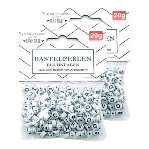 Letterkralen - 320x - wit - 6 mm - kunststof - alfabet knutselkralen