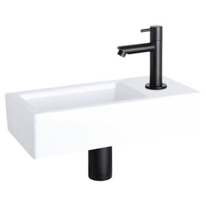 Differnz Ravo fonteinset rechts - keramiek - kraan recht - 38.5 x 18.5 x 9.5 cm - mat zwart