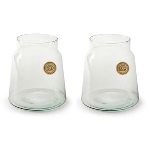 Set van 2x stuks bloemenvazen - Eco glas transparant - H20 x D14.5 cm