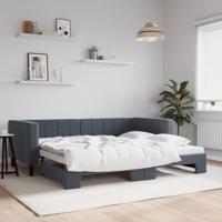 Slaapbank met onderschuifbed 90x200 cm fluweel donkergrijs