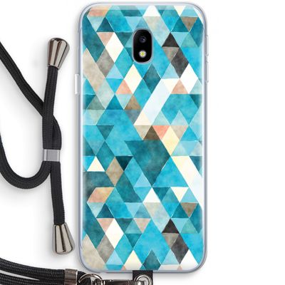 Gekleurde driehoekjes blauw: Samsung Galaxy J3 (2017) Transparant Hoesje met koord