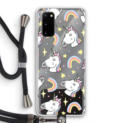 Rainbow Unicorn: Samsung Galaxy S20 Transparant Hoesje met koord