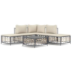 The Living Store Lounge set - Antraciet - Hoekbank- 72 x 72 x 66 cm - Middenbank- 72 x 70 x 66 cm - Tafel- 70 x 70 x 34