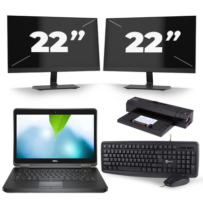 Dell Latitude E5440 - Intel Core i3-4e Generatie - 14 inch - 8GB RAM - 256GB SSD - Windows 11 + 2x 22 inch Monitor