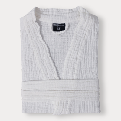 Badjas Mousseline Katoen - Wit - Dekbed-Discounter.nl