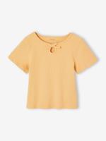 T-shirt voor meisjes met een fantasieknoop geel