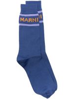 Marni chaussettes à logo imprimé - Bleu