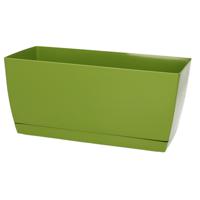 Plantenpot/bloempot met opvangschaal - kunststof - lime groen - 24 x 12 x 11 cm - binnen/buiten