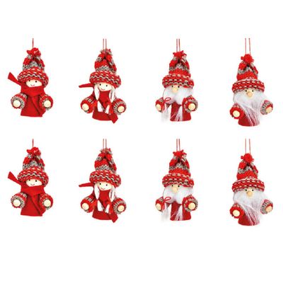 8x stuks kunststof kersthangers kerstpoppetjes/kerstmannetjes 8 cm kerstornamenten