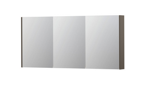 INK SPK2 spiegelkast met 3 dubbelzijdige spiegeldeuren, 6 verstelbare glazen planchetten, stopcontact en schakelaar 160 x 14 x 73 cm, mat taupe