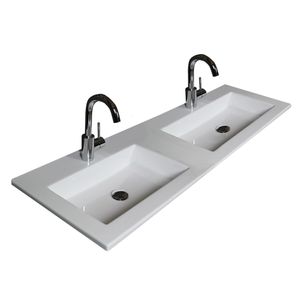 Badmeubelset BWS Salt 120x46cm Met Grepen 4 Lades Met Wastafel 2 Kraangaten Ice White