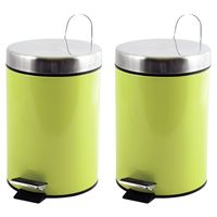 Prullenbak/pedaalemmer - 2x - metaal - appelgroen - 3 liter - 17 x 25 cm - Badkamer/toilet