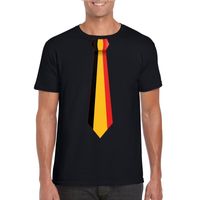 Zwart t-shirt met Belgie vlag stropdas heren - thumbnail