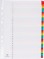 Pergamy tabbladen met indexblad, ft A4, 11-gaatsperforatie, geassorteerde kleuren, set 1-31