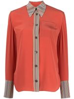 Paul Smith chemise en soie à bords rayés - Rose - thumbnail