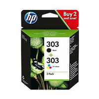 HP 303 originele zwarte/drie-kleuren inktcartridges, 2-pack - thumbnail