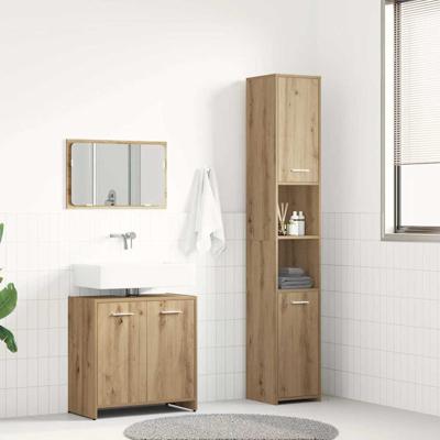 3-delige Badkamermeubelset bewerkt hout artisanaal eikenkleur